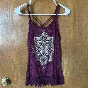 Taylor & Sage Burgundy Geometric Camisole